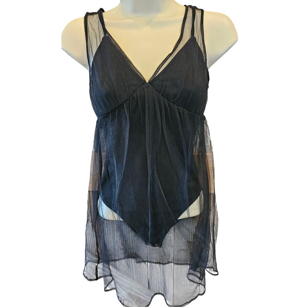 Express XS sheer Black whimsigoth coquette overlay bodysuit black sexy emo goth+